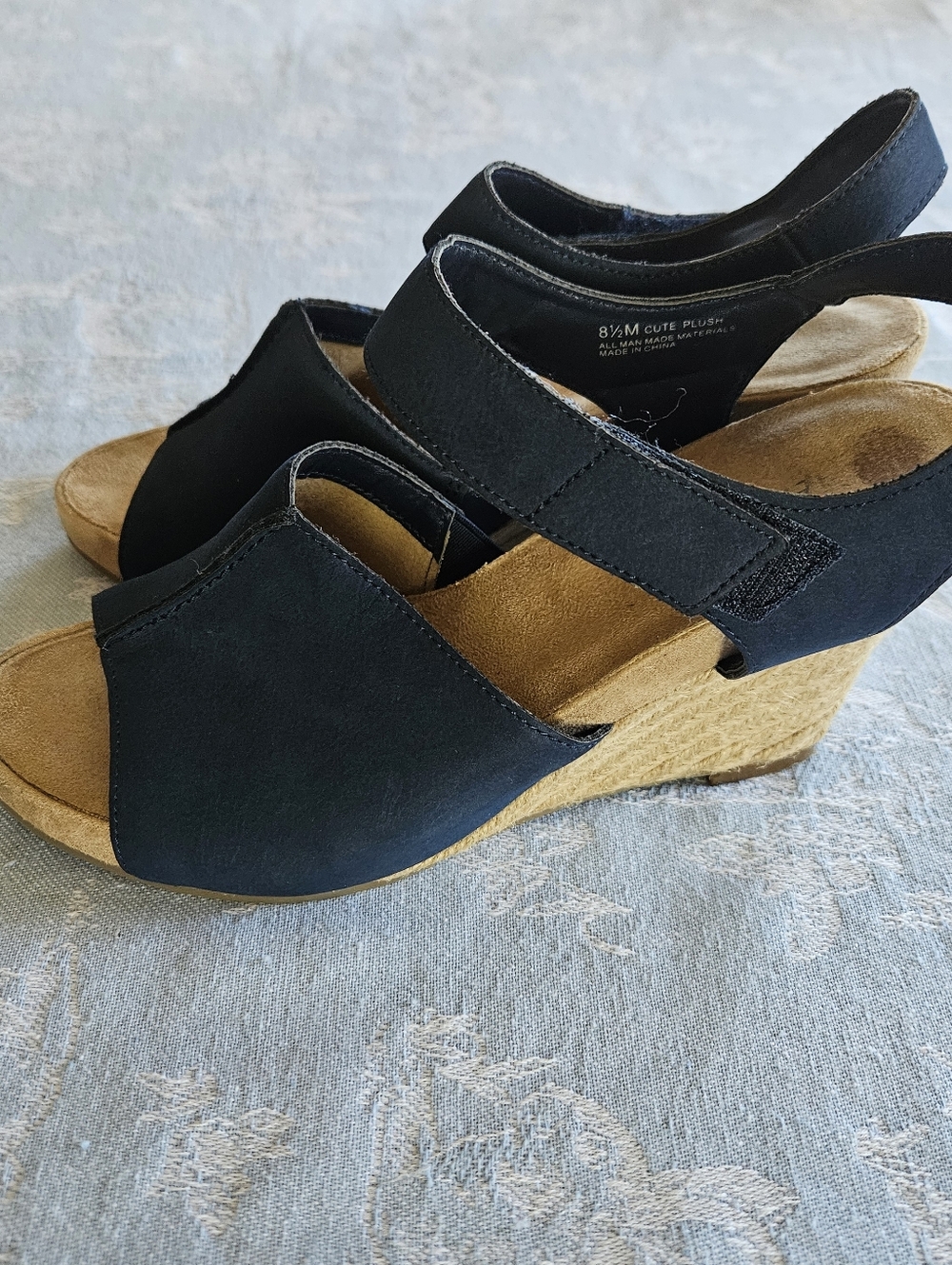 Aerosoles Espadrille Navy Wedge Sandals-with Adjustable Straps Size 8.5 - Picture 3 of 8